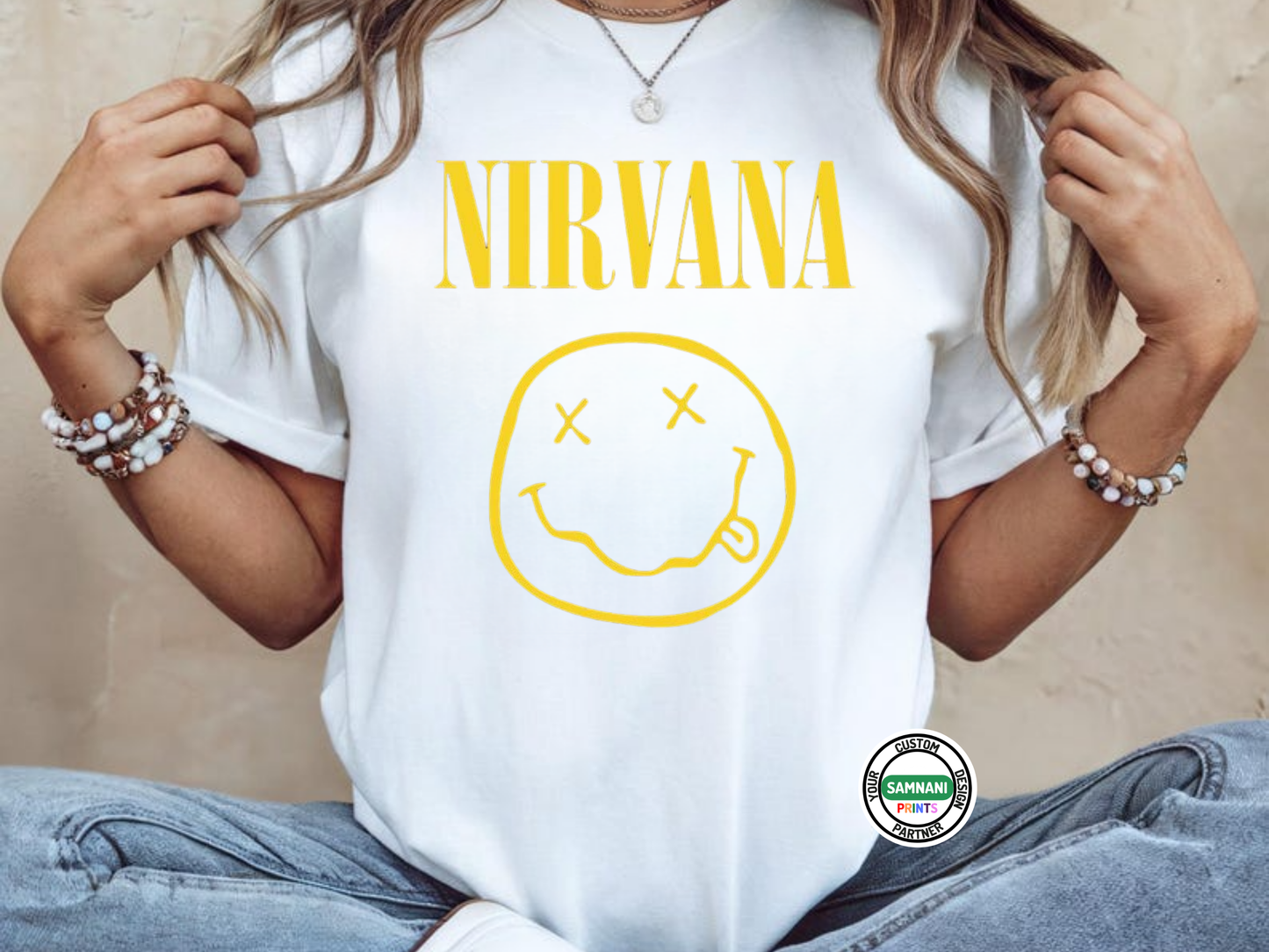Nirvana Band T-Shirt, Smiley Face Grunge Rock Tee, Vintage 90s Aesthetic Shirt, Unisex Music Lover Gift, Alternative Rock Graphic Tee