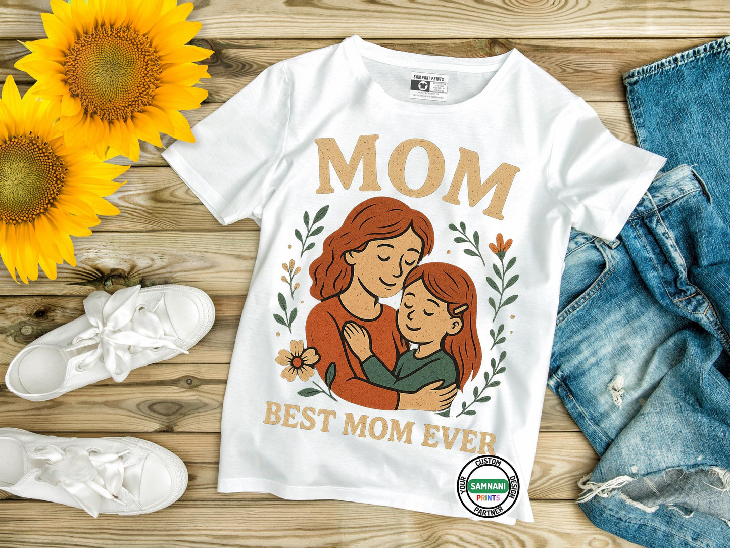 Best Mom Ever T-Shirt – Mother’s Day Gift from Daughter or Son | Cute Mom and Child Illustration Shirt | Gift for Mom Birthday Mother's Day