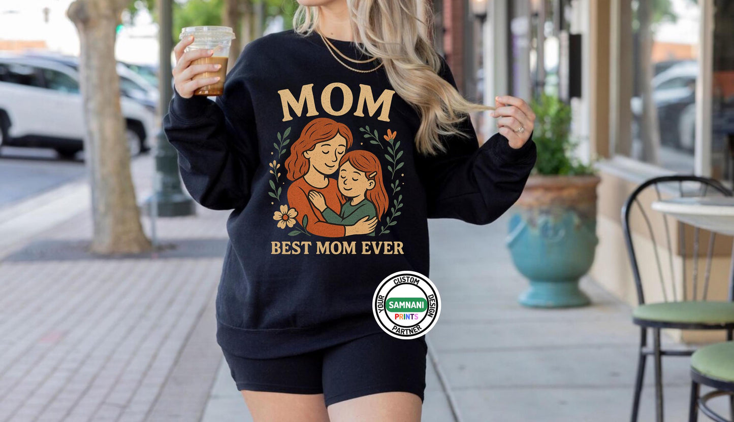 Best Mom Ever T-Shirt – Mother’s Day Gift from Daughter or Son | Cute Mom and Child Illustration Shirt | Gift for Mom Birthday Mother's Day