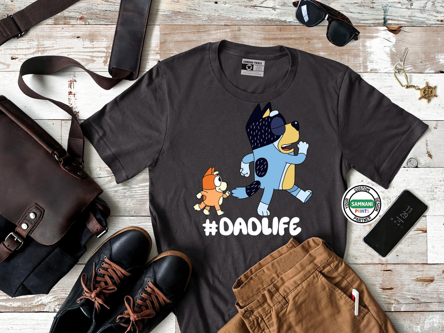 Bluey inspired Dad Life Shirt, Funny Dad and Kids Cartoon T-Shirt, Cool Father's Day Gift, #DADLIFE Graphic, Fun Dad Outfit, Bingo & Bandit