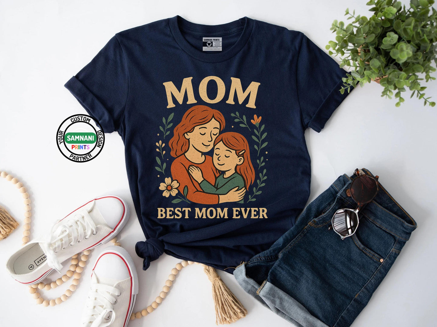 Best Mom Ever T-Shirt – Mother’s Day Gift from Daughter or Son | Cute Mom and Child Illustration Shirt | Gift for Mom Birthday Mother's Day