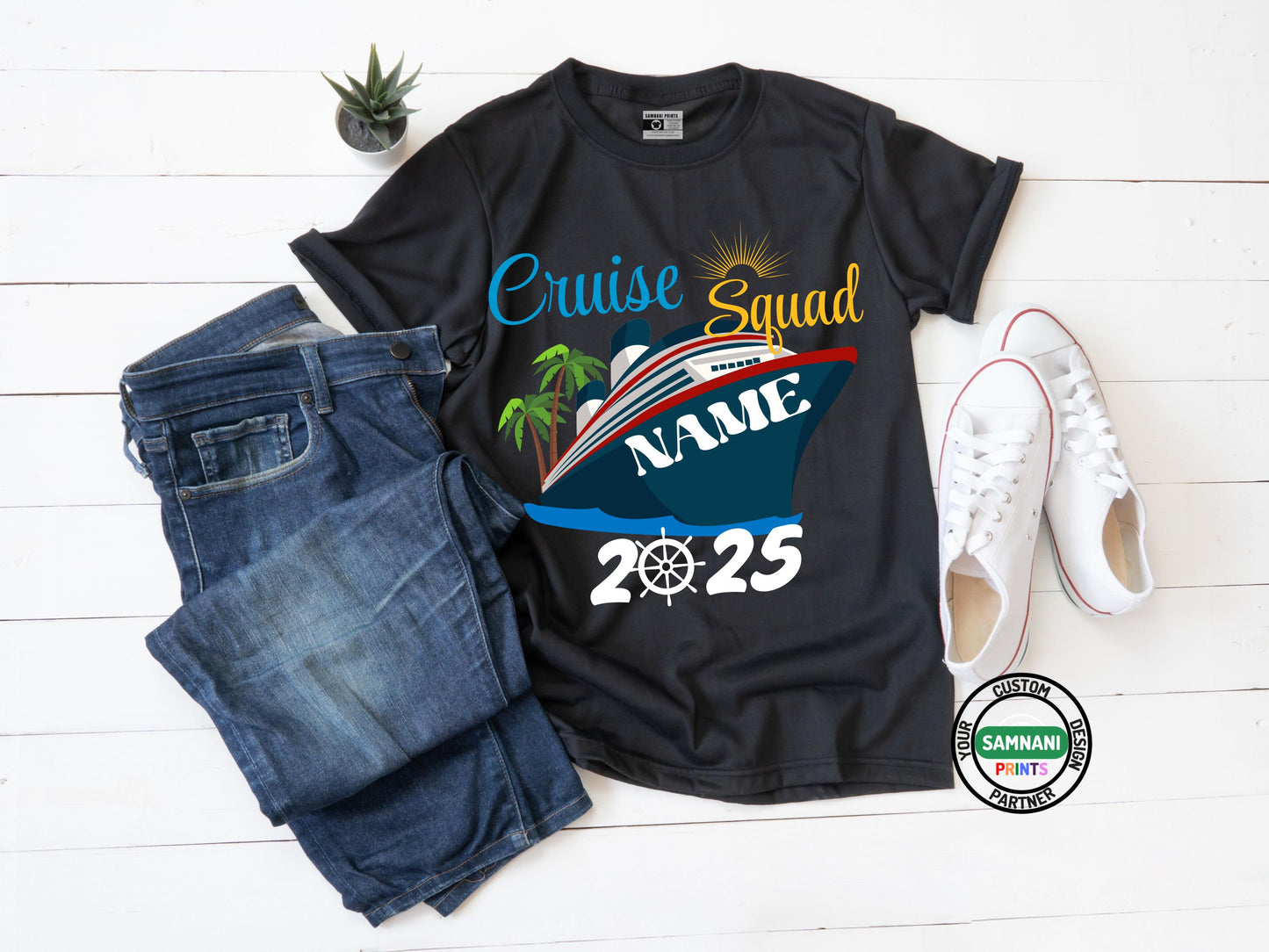 Custom Cruise Squad Shirt 2025, Personalized Family Cruise Shirt, Group Vacation Matching Tee, Cruise Ship Shirt with Name, Tropical Cruise