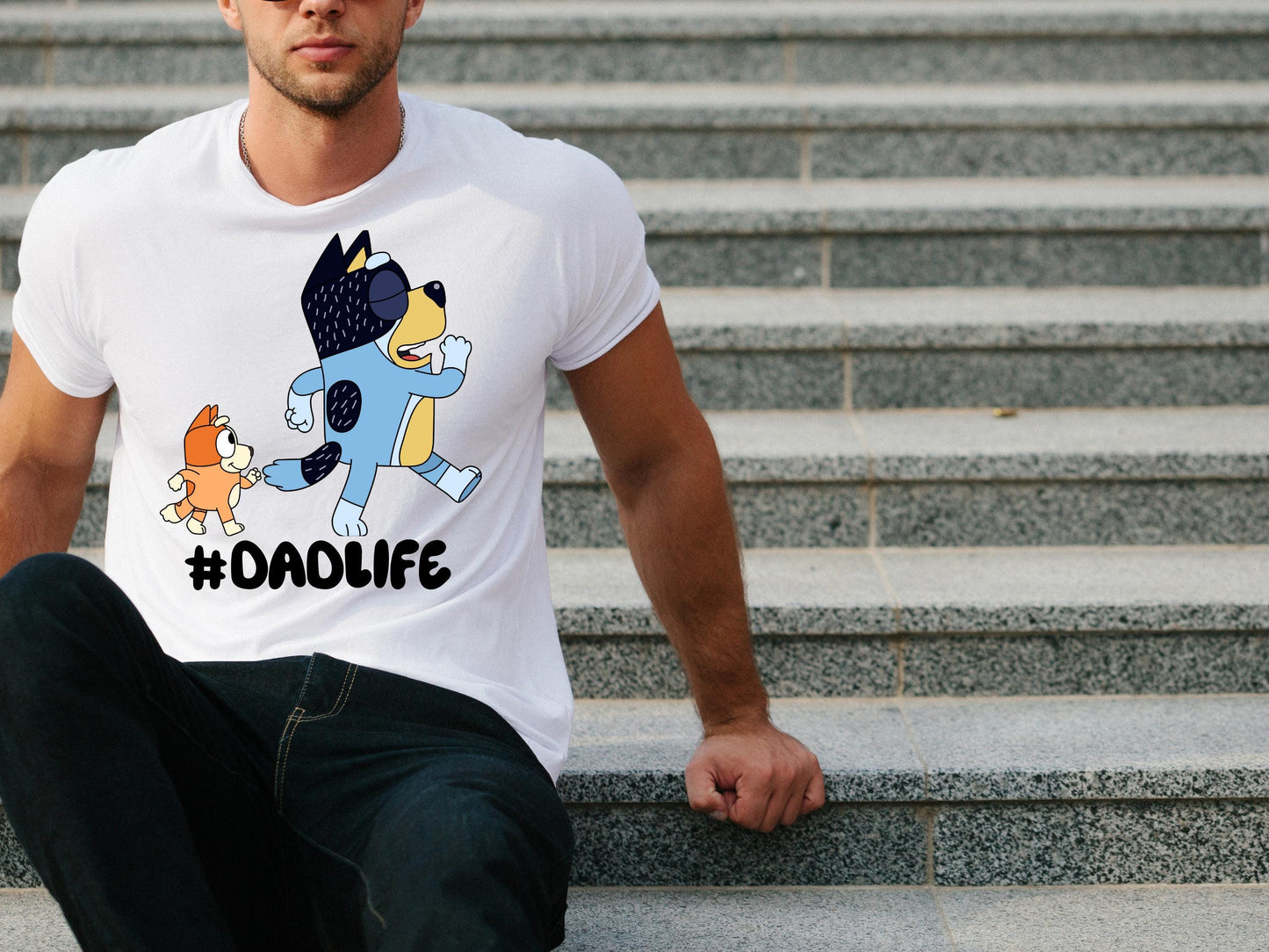 Bluey inspired Dad Life Shirt, Funny Dad and Kids Cartoon T-Shirt, Cool Father's Day Gift, #DADLIFE Graphic, Fun Dad Outfit, Bingo & Bandit