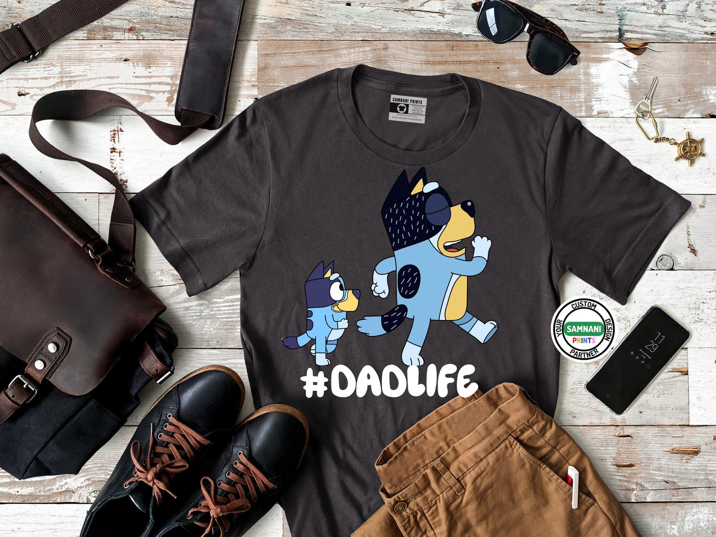 Bluey inspired Dad Life Shirt, Funny Dad and Kids Cartoon T-Shirt, Cool Father's Day Gift, #DADLIFE Graphic, Fun Dad Outfit, Bluey & Bandit