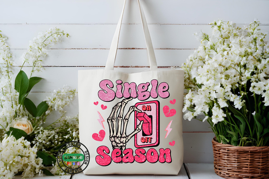 Funny single season canvas tote bag with playful graphic switch design