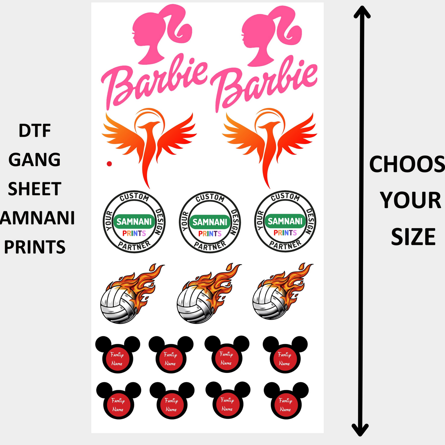 DTF Transfer Gang Sheet! Print on Tshirt, Apron, Bags and much more!