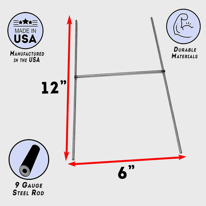 H Stakes 12" BOX OF 100 Steel Rod for Yard Signs – Durable Heavy-Duty Sign Stakes for Corrugated Plastic Signs (4mm Coroplast Compatible)