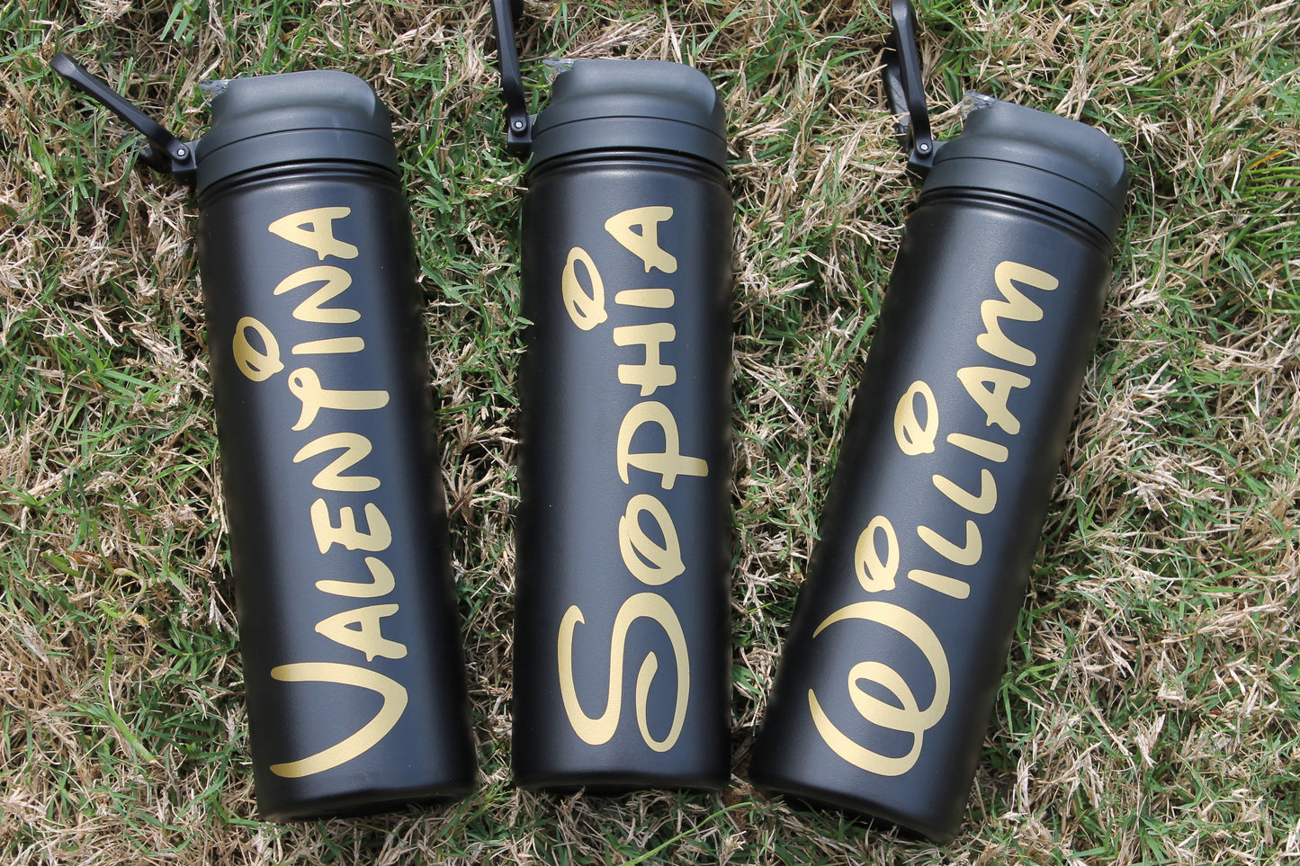 Custom Text Water Bottle Personalized Name Water Bottle Hot & Cold Stainless Steel 24oz Sipper Bottle with Custom Name Spill Proof