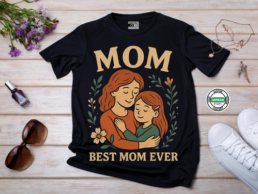 Best Mom Ever T-Shirt – Mother’s Day Gift from Daughter or Son | Cute Mom and Child Illustration Shirt | Gift for Mom Birthday Mother's Day